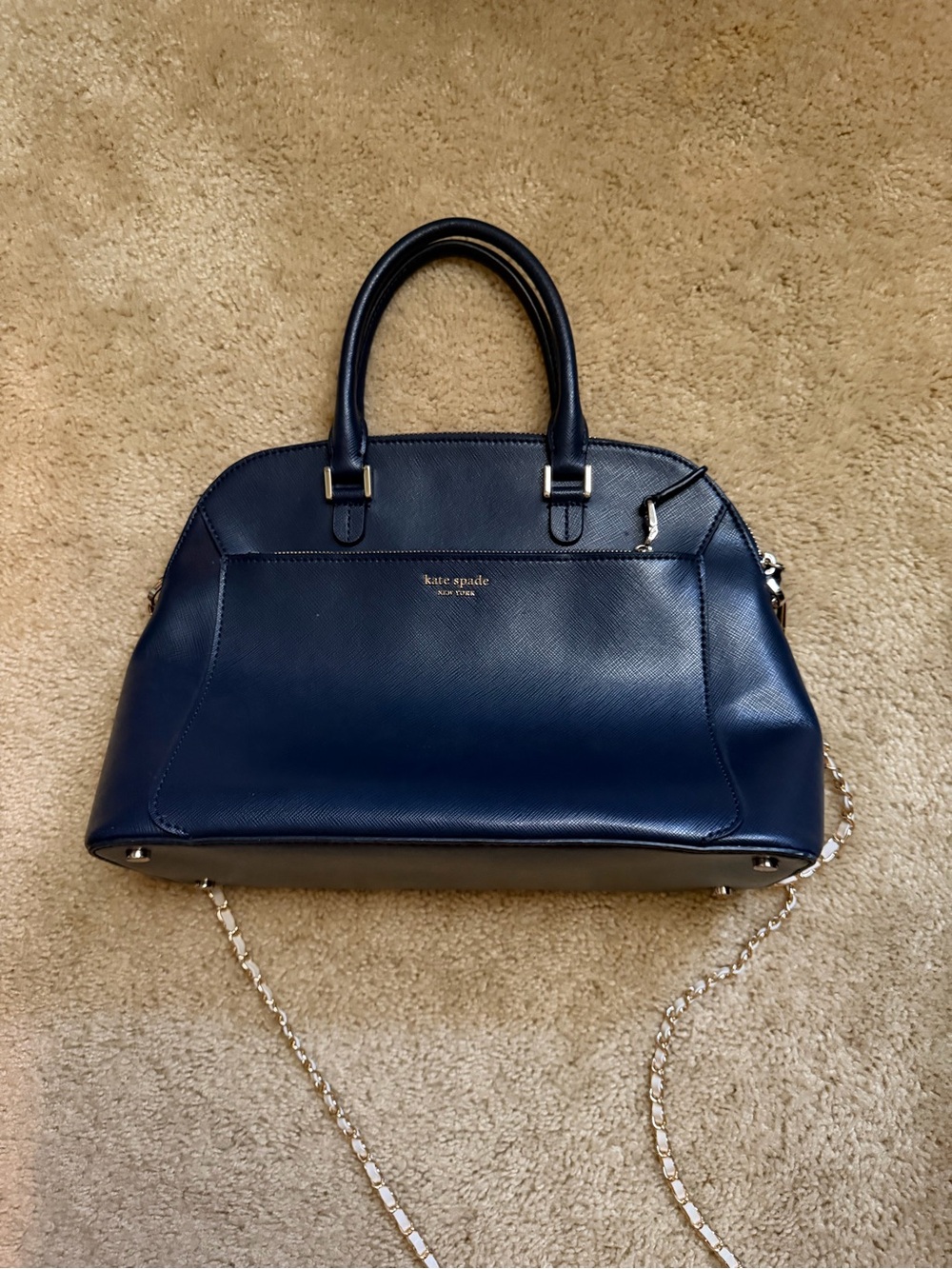 kate spade navy saffiano dome tote with gold hardware - Picture 2 of 12